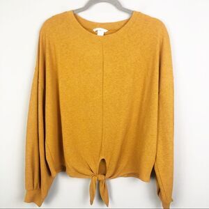 H&M | Tie Front Long Sleeve Top Mustard Yellow M